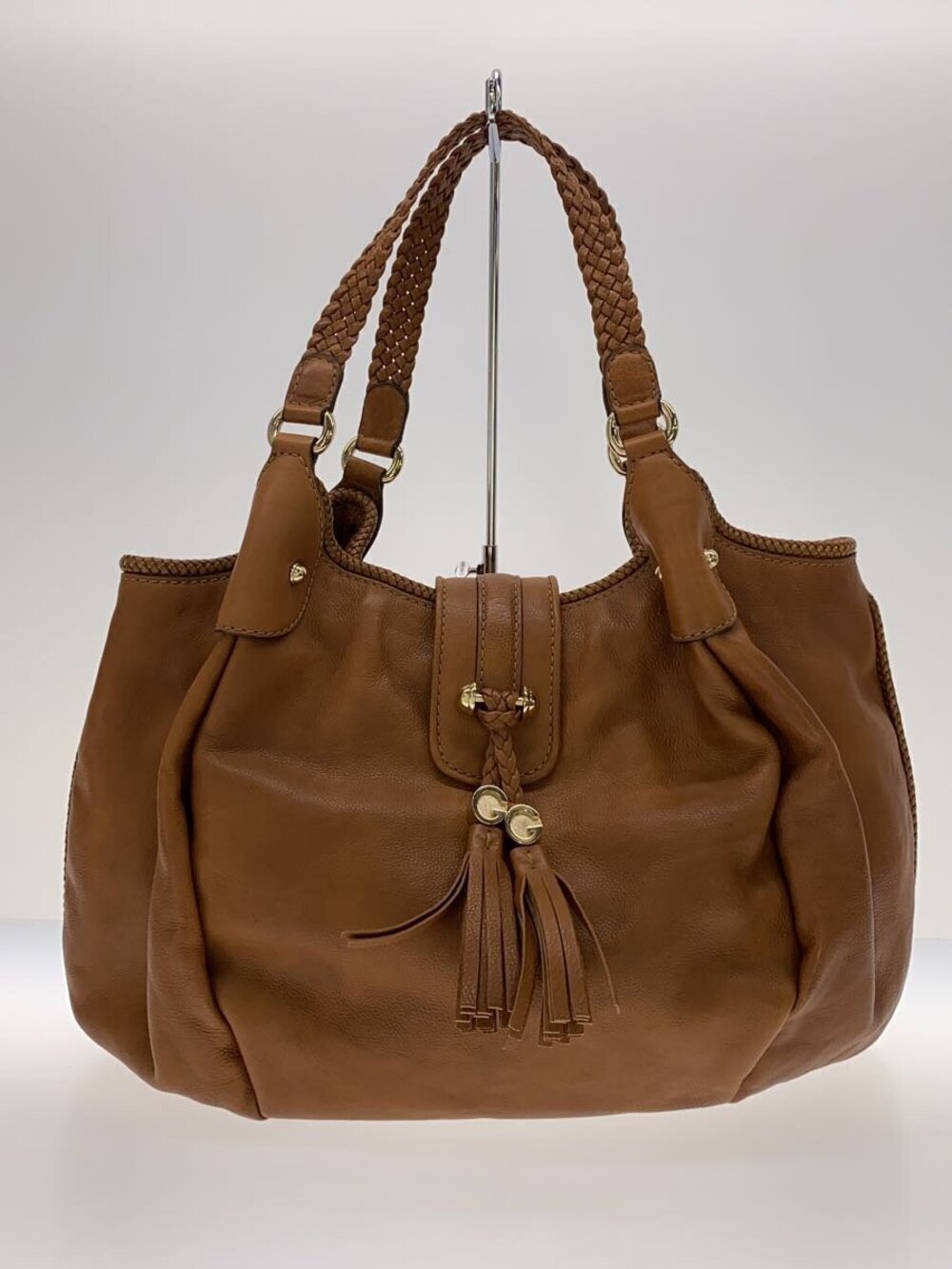 Gucci Marrakech Hobo Bag braided whipstitch interlocking G Brown
